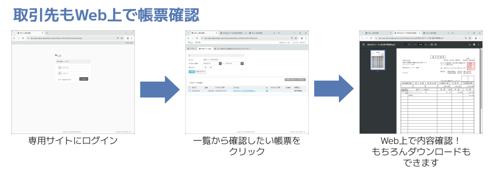 取引先もWeb上で帳票確認 イメージ画像